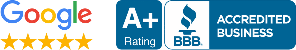 Google 5-star rating, BBB A+ Accredited